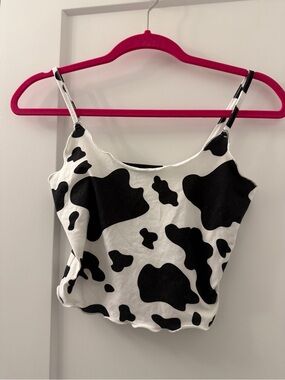 SHEIN Black & White Cow Print Spaghetti Strap Cami